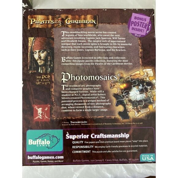 Pirates of the Caribbean Photomosaic Jigsaw Puzzle 300 Pcs 15 x 21 Open‎ Box - Picture 3 of 9